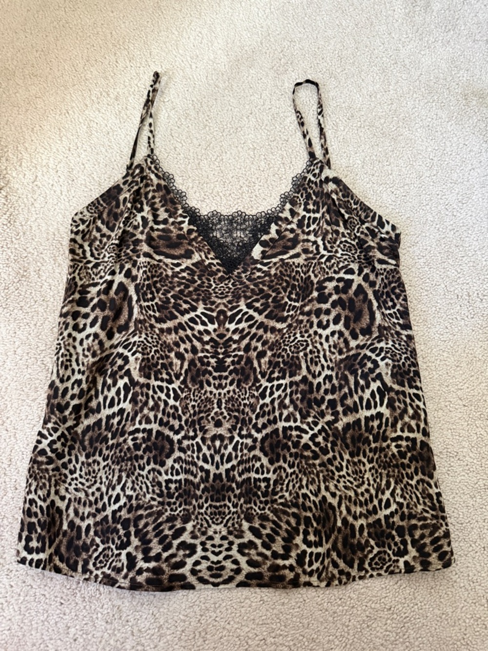 The Kooples Leopard-Print Lace Trim Cami - Brown/Black